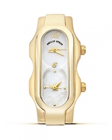 Dual quartz movement signature mini watch head in gold plated stainless steel from Philip Stein. Dual quartz movement signature mini watch head in gold plated stainless steel from Philip Stein.