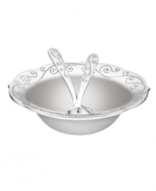 With a feminine edge and pretty perforated detail, the French Perle salad bowl from Lenox's collection of serveware and serving dishes holds fresh greens or pasta with decidedly vintage charm. In pure aluminum with matching servers, it's a brilliant complement to French Perle dinnerware. Qualifies for Rebate With a feminine edge and pretty perforated detail, the French Perle salad bowl from Lenox's collection of serveware and serving dishes holds fresh greens or pasta with decidedly vintage charm. In pure aluminum with matching servers, it's a brilliant complement to French Perle dinnerware. Qualifies for Rebate