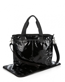 An utterly chic baby bag from LeSportsac, crafted of durable patent nylon. Includes a changing pad and an interior stroller strap with dogclip closures. An utterly chic baby bag from LeSportsac, crafted of durable patent nylon. Includes a changing pad and an interior stroller strap with dogclip closures.