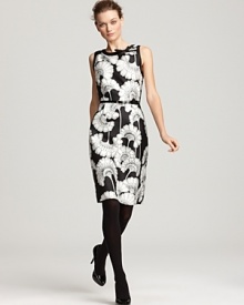 Splashed with a black-and-white fanned floral print, this kate spade new york dress is blank slate for your colorful additions like bold pumps or a cropped cardigan.