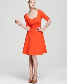 Add a hard hit of hue to your daily repertoire with this kate spade new york dress, flaunting a generous scoop neck and fluid flared skirt for a flawless, feminine silhouette.