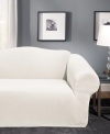 Fresh. Modern. Versatile. Featuring an allover geometric oval pattern, the Stretch Stone loveseat slipcover from Sure Fit gives your furniture a contemporary look, instantly! Ultrasoft stretch fabric is designed to cover hard-to-fit pieces with ease.