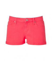 Get the look of the season in these bold colored denim shorts from Marc by Marc Jacobs - Five-pocket styling, cuffed hem, ultra-short length - Style with an oversized blouse, platform booties, and a printed tote Get the look of the season in these bold colored denim shorts from Marc by Marc Jacobs - Five-pocket styling, cuffed hem, ultra-short length - Style with an oversized blouse, platform booties, and a printed tote