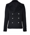 Exquisitely soft in luxurious cashmere with a warm quilted lining, Pierre Balmains double-breasted pea coat is a chic way to wear the iconic Balmain look in winter - Notched collar, long sleeves, buttoned cuffs, embroidered epaulettes, front slit pockets, quilted lining - Slim fit - Wear with tailored trousers and slick leather accessories