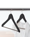 Keep clothes just like new by storing them on handcrafted natural wood hangers that keep wrinkles, kinks and creases at bay. A satin finish lends an elegant touch to your closet space, while the heavy duty construction keeps up with the inevitable grabbing during hectic mornings.