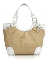 Update your wardrobe with this seasonal selection from Style&co. The Lily tote is crafted from straw with PVC trim and features plenty of pockets to keep you organized.