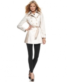 Tonal colorblocking adds a graphic appeal to this DKNY trench coat -- perfect for spring style rain or shine! Tonal colorblocking adds a graphic appeal to this DKNY trench coat -- perfect for spring style rain or shine!