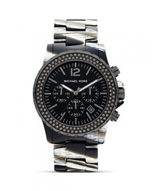 Show your sporty stripes with this acetate and stainless steel watch from MICHAEL Michael Kors. With an exotic look and sleek design, this piece is a must for the urbane adventurer. Show your sporty stripes with this acetate and stainless steel watch from MICHAEL Michael Kors. With an exotic look and sleek design, this piece is a must for the urbane adventurer.