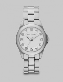 A classic design with a playful logo accented dial. Quartz movementWater resistant to 5 ATMRound stainless steel case, 36mm (1.4)Smooth bezelWhite dialLogo hour markersSecond hand Stainless steel link bracelet, 18mm wide (0.7)Imported