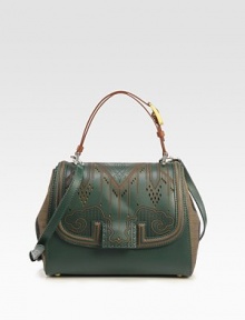 Gorgeous laser-cut leather lends vintage appeal to this structured flap bag, finished with canvas sides for effortless ease.Adjustable top strap, 5-5½ drop Adjustable shoulder strap, 19-26 drop Turnlock flap closure Protective metal feet One inside zip pocket Logo-print lining 10½W X 8H X 3½D Imported Gorgeous laser-cut leather lends vintage appeal to this structured flap bag, finished with canvas sides for effortless ease.Adjustable top strap, 5-5½ drop Adjustable shoulder strap, 19-26 drop Turnlock flap closure Protective metal feet One inside zip pocket Logo-print lining 10½W X 8H X 3½D Imported