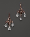 Lisa Nik 18k Gold Twisted Wires Three Drop Quartz Earrings