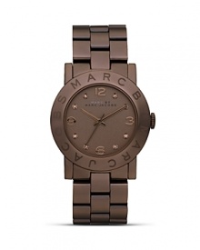 Opt for a piece of designer arm candy. In this season's must-have shade, MARC BY MARC JACOBS' chocolate chronograph is a sweet way to update your look.