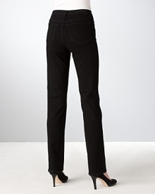 The slim-fit and a clean, black wash is a wardrobe staple, rendered in a soft, comfortable stretch cotton. Designed with exclusive crisscross panel to flatten your tummy and lifts your behind. Front zipper with button closure. Banded waist and belt loops. Finished with contrast topstitched detail. The slim-fit and a clean, black wash is a wardrobe staple, rendered in a soft, comfortable stretch cotton. Designed with exclusive crisscross panel to flatten your tummy and lifts your behind. Front zipper with button closure. Banded waist and belt loops. Finished with contrast topstitched detail.