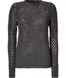 Stylish pullover in fine grey wool - In a fashionable open weave, crocheted look - Slim fitted, with a feminine crew neckline and long sleeves - Wide rib knit cuffs - A dreamy basic for everyday, for many occasions - Trendy, comfortable, classy - Combine with a maxi skirt, jeans, chinos Stylish pullover in fine grey wool - In a fashionable open weave, crocheted look - Slim fitted, with a feminine crew neckline and long sleeves - Wide rib knit cuffs - A dreamy basic for everyday, for many occasions - Trendy, comfortable, classy - Combine with a maxi skirt, jeans, chinos