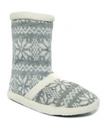 These boots were made for lounging! Charter Club had your coziest day in mind when they decked out these cozy slippers in a knit Fair Isle pattern. These boots were made for lounging! Charter Club had your coziest day in mind when they decked out these cozy slippers in a knit Fair Isle pattern.