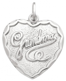 The perfect gift for a beloved grandmother. Show her how much you care with this sweet heart-shaped Grandma charm from Rembrandt. Set in sterling silver. Approximate drop: 1 inch. The perfect gift for a beloved grandmother. Show her how much you care with this sweet heart-shaped Grandma charm from Rembrandt. Set in sterling silver. Approximate drop: 1 inch.
