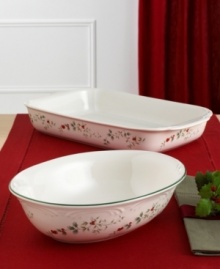 Bake some Christmas spirit into your sweet creations with this beautiful baker from Pfaltzgraff! The 9 x 13 stoneware baker features the timeless Winterberry pattern with vibrant holly berries and leaves and raised scalloped detail. Bake some Christmas spirit into your sweet creations with this beautiful baker from Pfaltzgraff! The 9 x 13 stoneware baker features the timeless Winterberry pattern with vibrant holly berries and leaves and raised scalloped detail.
