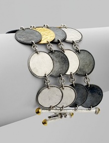 From the Contour Collection. A simply chic, multi-strand design in dark and white sterling silver with 24k gold accents. Dark and white sterling silver24k goldLength, about 7Toggle closureImported From the Contour Collection. A simply chic, multi-strand design in dark and white sterling silver with 24k gold accents. Dark and white sterling silver24k goldLength, about 7Toggle closureImported