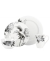 Subdued in shades of gray, the vivacious florals of Moonlit Garden dinnerware adorn this sleek white place setting with modern romance. In durable Lenox porcelain. Qualifies for Rebate