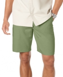 Upgrade your old shorts for a crisp new flat-front pair in smooth microfiber from Izod.