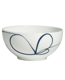 Vera Wang combines her passions for skating and design in the everyday fine Glisse cereal bowl. An indigo-blue ribbon follows the path of a twirling figure skater, sweeping across smooth, snow-white bone china with modern grace. Vera Wang combines her passions for skating and design in the everyday fine Glisse cereal bowl. An indigo-blue ribbon follows the path of a twirling figure skater, sweeping across smooth, snow-white bone china with modern grace.