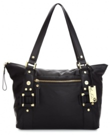 Class with sass, this practical everyday design from March Fisher is dolled up with golden stud and buckle accents that provide unexpected allure. With an ultra-roomy interior and plenty of secure compartments, it can stylishly carry off whatever your day demands. Class with sass, this practical everyday design from March Fisher is dolled up with golden stud and buckle accents that provide unexpected allure. With an ultra-roomy interior and plenty of secure compartments, it can stylishly carry off whatever your day demands.