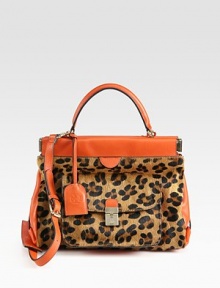 A bold style in animal print calf hair and supple leather, perfectly sized for all your essentials.Top handle, 4 dropDetachable adjustable leather shoulder strap, 16½-18½ dropHinged closureProtective metal feetTwo inner compartmentsOne outside flap pocketOne outside zip pocketOne inside zip pocketTwo inside open pocketsOne mirrorFully lined11½W X 8½H X 5½DImported A bold style in animal print calf hair and supple leather, perfectly sized for all your essentials.Top handle, 4 dropDetachable adjustable leather shoulder strap, 16½-18½ dropHinged closureProtective metal feetTwo inner compartmentsOne outside flap pocketOne outside zip pocketOne inside zip pocketTwo inside open pocketsOne mirrorFully lined11½W X 8½H X 5½DImported
