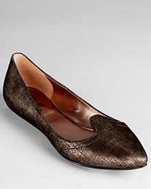 Belle by Sigerson Morrison's must-have, pointy-toed flats look like linen, but the metallic, crosshatch print shines on buttery soft leather. Belle by Sigerson Morrison's must-have, pointy-toed flats look like linen, but the metallic, crosshatch print shines on buttery soft leather.