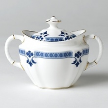 Though Grenville's geometric shapes and studs, set in a narrow border, lend the pattern a modern feel, the stylish leaf and flower elements closely follow classic Derby tradition. Though Grenville's geometric shapes and studs, set in a narrow border, lend the pattern a modern feel, the stylish leaf and flower elements closely follow classic Derby tradition.