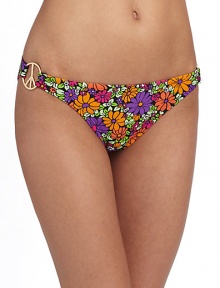 Oversized peace rings add instant glamour to this vibrant floral knit.Elastic waistband Goldtone peace rings at sides Elastic edges Fully lined 82% nylon/18% spandex Fully lined Hand wash Made in USA of imported fabricPlease note: Bikini top sold separately. Oversized peace rings add instant glamour to this vibrant floral knit.Elastic waistband Goldtone peace rings at sides Elastic edges Fully lined 82% nylon/18% spandex Fully lined Hand wash Made in USA of imported fabricPlease note: Bikini top sold separately.