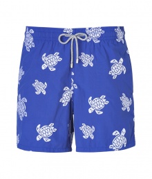 Detailed with allover embroidered stencil-effect turtles, Vilebrequins Mistral swim trunks are a fun choice for beachside looks - Waterproof elastic waistband, back flap pocket with engraved metal turtle snap, side slit pockets, back eyelets for release of water, durable drawstring cord with stainless metal aglets, interior cotton briefs - Classic slim fit - Wear in the water, or post-swim with a polo and flip-flops - Comes with a logo printed drawstring pouch Detailed with allover embroidered stencil-effect turtles, Vilebrequins Mistral swim trunks are a fun choice for beachside looks - Waterproof elastic waistband, back flap pocket with engraved metal turtle snap, side slit pockets, back eyelets for release of water, durable drawstring cord with stainless metal aglets, interior cotton briefs - Classic slim fit - Wear in the water, or post-swim with a polo and flip-flops - Comes with a logo printed drawstring pouch
