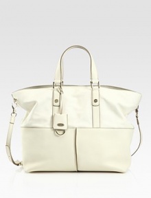 Sumptuous leather in a versatile dual-strap silhouette, perfectly sized for your daily essentials.Double top handles, 5 dropAdjustable detachable shoulder strap, 20-23 dropTop snap closureOne inside zip pocketTwo inside open pocketsFully lined13½W X 11H X 6DMade in Italy Sumptuous leather in a versatile dual-strap silhouette, perfectly sized for your daily essentials.Double top handles, 5 dropAdjustable detachable shoulder strap, 20-23 dropTop snap closureOne inside zip pocketTwo inside open pocketsFully lined13½W X 11H X 6DMade in Italy