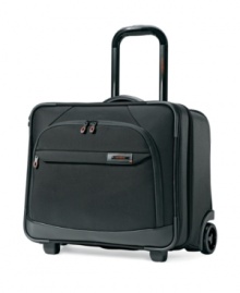 When business calls, you'll be there with an answer-a mobile office on sleek spinners that guarantee effortless mobility and round-the-clock easy access. Soft leather handles lend this briefcase sophistication and a smart appearance that houses an incredibly equipped interior with endless organization options. 10-year warranty. When business calls, you'll be there with an answer-a mobile office on sleek spinners that guarantee effortless mobility and round-the-clock easy access. Soft leather handles lend this briefcase sophistication and a smart appearance that houses an incredibly equipped interior with endless organization options. 10-year warranty.
