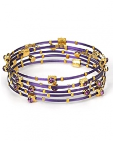 This season Seasonal Whispers gives us a bold reason to start stacking. With Swarovski crystal and gold stations, these bracelets are an opulent way to add color.