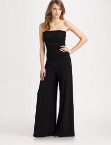 A curve-hugging top leads to free-flowing pants for an enviable, oh-so-flattering silhouette. Tube topRuched bodiceWide-leg designInseam, about 32PolyamideDry cleanMade in Italy Model shown is 5'9 (175cm) wearing US size Small. 