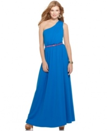 Get haute on warm days in this belted, one-shoulder maxi dress that draws beauty out of simplicity. From Fire. Get haute on warm days in this belted, one-shoulder maxi dress that draws beauty out of simplicity. From Fire.
