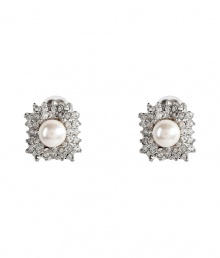 Inject stately glamour into any outfit with R.J.Grazianos pearl bead and crystal clip earrings - White pearl bead with clear crystal surround - Wear to the office with tailored knit suits, or as a finishing touch to leather jackets and cocktail dresses