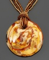 Illuminate artistry with this beautiful pendant featuring beautiful amber Murano glass on lovely strands of beads. Approximate length: 18 inches. Approximate drop: 2-1/2 inches.