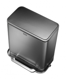 Maintain your kitchen's clean, modern lines with simplehuman's fingerprint-proof trash can. The rectangular shape fits unobtrusively in the corner, while advanced lidshox(tm) technology uses air suspension shocks to control the lid for a slow, quiet close. 10-year warranty. Maintain your kitchen's clean, modern lines with simplehuman's fingerprint-proof trash can. The rectangular shape fits unobtrusively in the corner, while advanced lidshox(tm) technology uses air suspension shocks to control the lid for a slow, quiet close. 10-year warranty.