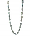 Add an organic element to your look with this versatile Kenneth Cole New York necklace. You can capture the layer trend by doubling it, or wear it in one long, chic strand. Necklace features faceted green beads strung from a hematite tone mixed metal chain. Approximate length: 40 inches.