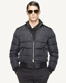 Exquisite craftsmanship redefines luxury ski gear in this handsome jacket, impeccably tailored in trim Black Label proportions from durable microfiber with a light down filling. Exquisite craftsmanship redefines luxury ski gear in this handsome jacket, impeccably tailored in trim Black Label proportions from durable microfiber with a light down filling.