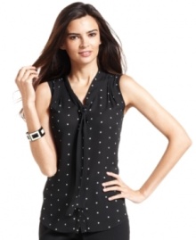 Alfani puts a fun spin on this tie-neck blouse with a star print that's playful and sophisticated at the same time.