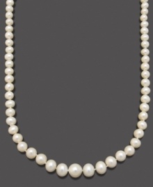 Graduated cultured freshwater pearls (6-9.5 mm) add pleasing intrigue to any look. Necklace set in 14k gold. Approximate length: 18 inches. Graduated cultured freshwater pearls (6-9.5 mm) add pleasing intrigue to any look. Necklace set in 14k gold. Approximate length: 18 inches.
