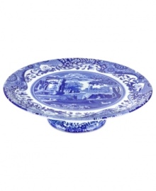 With a quaint country scene and the Imari Oriental border of Spode's Blue Italian dinnerware, this porcelain cake stand lends distinct old-world charm to traditional tables. With a quaint country scene and the Imari Oriental border of Spode's Blue Italian dinnerware, this porcelain cake stand lends distinct old-world charm to traditional tables.