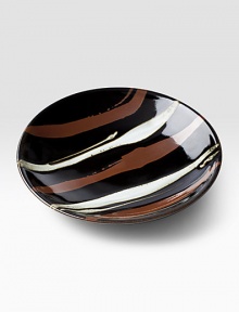 An inspired piece of artisanal stoneware with hand-brushed lines that recall Japanese folk art. From the Mashiko Collection Glazed stoneware About 12 diam. Hand wash Handmade in Japan An inspired piece of artisanal stoneware with hand-brushed lines that recall Japanese folk art. From the Mashiko Collection Glazed stoneware About 12 diam. Hand wash Handmade in Japan