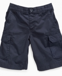 No hands! He'll be able to keep his fingers free with these Greendog cargo shorts that have plenty of pockets to hold all of his essentials. No hands! He'll be able to keep his fingers free with these Greendog cargo shorts that have plenty of pockets to hold all of his essentials.