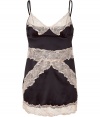 Stella McCartney brings her high fashion aesthetic to intimates with delicate vintage detailing and subtly sexy cuts - Black silk and lace with soft cups, lace waist and hem detail - Wear with matching panties for seductive lounging or under a sheer blouse