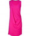 Chic pink cowl neck dress from Michael Kors - Bright comfortable yet refined style to your cocktail look with this cowl neck dress - Scoop neckline with one-sided pleat detail, asymmetrical drape, pullover style - Wear with patterned tights, a boyfriend blazer, and ankle booties