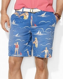 A nautical-inspired short in durable cotton chino highlights maritime style with an allover boat-and-anchor print for a casual look that's ready to hit the high seas. A nautical-inspired short in durable cotton chino highlights maritime style with an allover boat-and-anchor print for a casual look that's ready to hit the high seas.