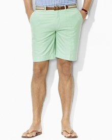 Rendered in soft, light-as-air cotton oxford, a preppy short is tailored in a relaxed, classic fit with a curtained waistband. Rendered in soft, light-as-air cotton oxford, a preppy short is tailored in a relaxed, classic fit with a curtained waistband.